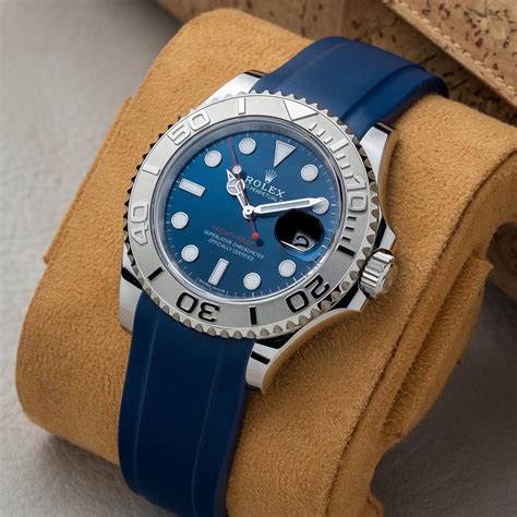 rolex yachtmaster blue strap|rolex yacht master rubber band.